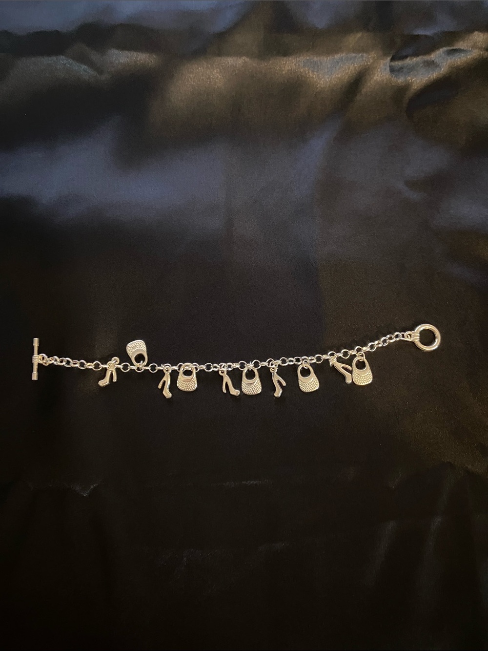 Silver Charm Bracelet with Purses and Heels